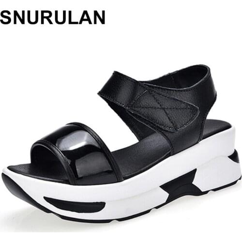 SNURULAN summer new women sandals wild tide casual shoes woman summer beach shoes flat shoes student hook & loop sandals