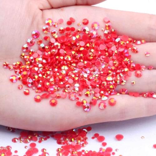 SS16/4mm 5000pcs Jelly Red AB 14 faceted Resin Flat-back Rhinestone|Garment Rhinestones