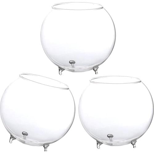 3Pcs Dia 10cm Clear Ball Glass Vase Bottle Terrarium Containers DIY Table Flowers Vase Transparent Wedding Garden Decor