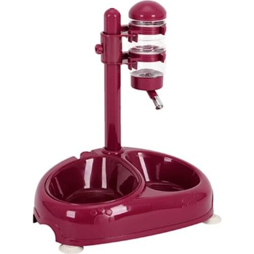 Null Advanced Pet Dogs Drinking Rotatable and Lift Cats Food Bowl Convenience Clean beige Red