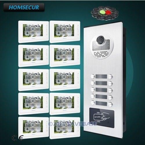 HOMSECUR 7" Hands-free Video Door Entry Intercom Kit+One Button Unlock for 10 Families