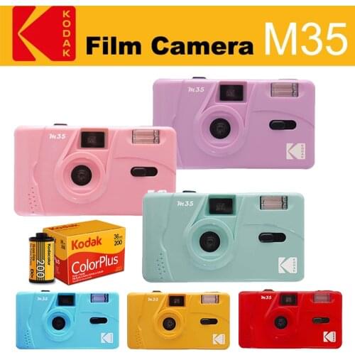 KODAK Vintage Retro M35 35mm Reusable Film Camera Pink/Green/Blue With FUJIFILM COLOR C200 135-36 35mm Film(Expiry 2022.10)