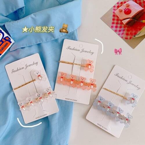 W&G Kawaii Bear Hairpin Ladies Summer Hairpin Clip Cartoon Side Word Clip New 2021