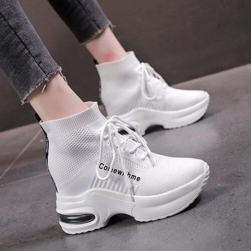 Platform Sneakers Women spring Thick Bottom Wedges Vulcanized Shoes High Heels Ladies Footwear Female Shoes 2021