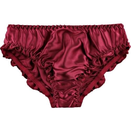 Sexy Underwear Women Panties Silk Satin Briefs Ruffles Lingerie Ropa Interior Femenina String Bielizna Damska Majtki Damskie