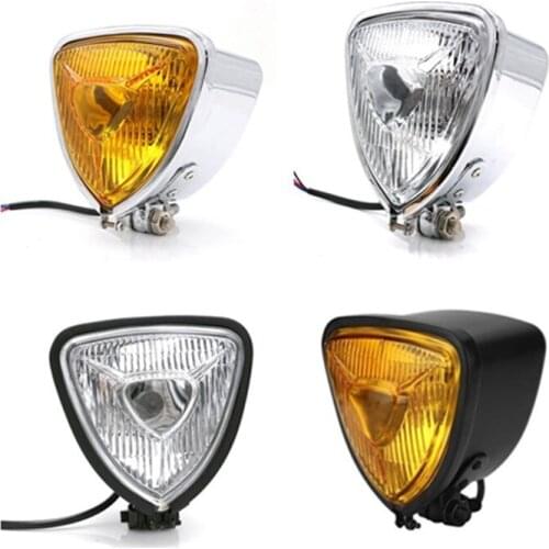 12v Motorcycle Black Triangle Headlight Lamp For Harley Cafe Racer Chopper Bobber Touring Atv Scooter Offroad Street Bike