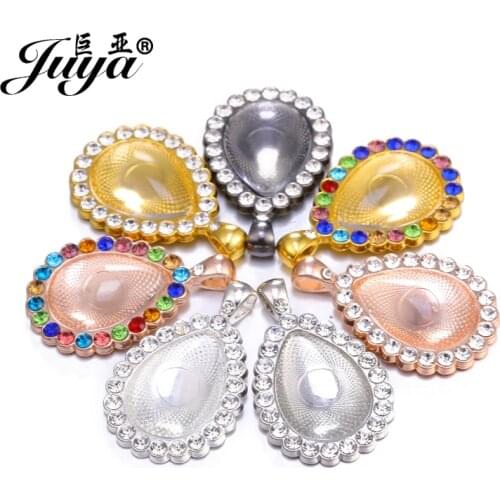 5pcs 18*25mm Inner Size Colorful CZ Zircon Cabochon Base Setting Fit 18*25mm Glass Charms Pendant DIY Jewelry Making Findings