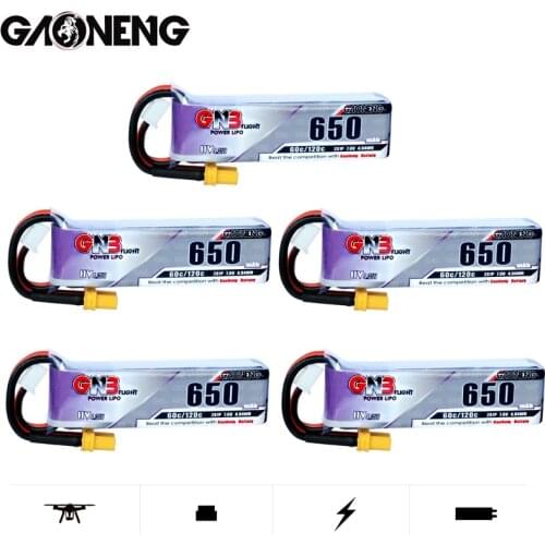 5PCS/SET Gaoneng GNB HV Lipo battery 650mAh 60C/120C 2S With XT30 Plug For Emax Tinyhawk Kingkong LDARC TINY Whoop BetaFPV Drone