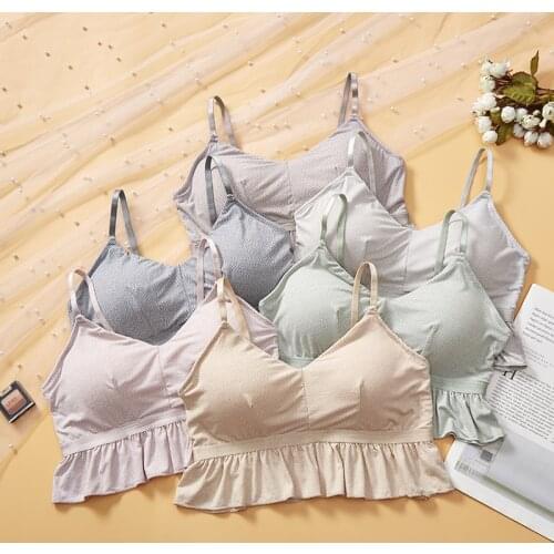 Women Ruffles Bra Top Modal Tube Tops Wireless Solid Color Underwear Women Seamless Adjustable Lingerie Summer Crop Top 2022