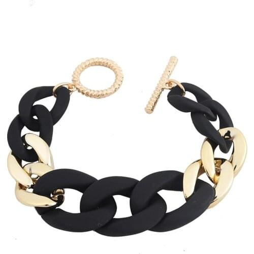 Ins Black Chunky Acrylic Chain Minimalism Bracelets Trendy Korean Fashion Women Party Jewelry
