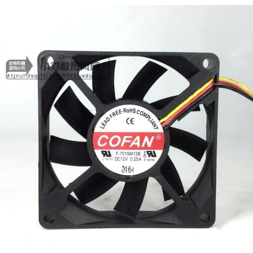 COFAN F-7015M12B Server Cooling Cooling Fan DC 12V 0.25A 70x70x15mm 3-wire