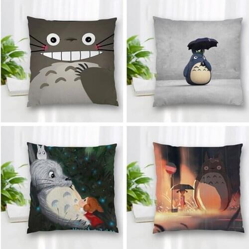 Hot Sale Custom Decorative Pillowcase Totoro Square Zippered Pillow Cover Best Nice Gift 20X20cm 35X35cm 40x40cm