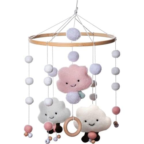 1pc Baby Rattles Crib Mobiles Toy Cotton Ball Bed Bell Musical Box 0-12month Cartton Animal Cotton Carousel For Cots Projection