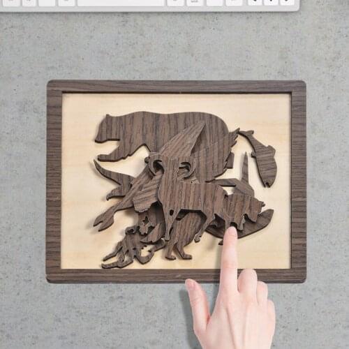 Children Wooden Puzzle Boxwood Super Hard Puzzle Irregular Animal-shaped DIY Jigsaw Improve Cognitive Ability For Children