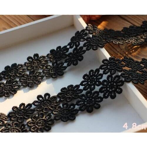 3 Meters 4.8cm Width DIY Double Sides Sewing Fabric Accessories Lace High Quality Floral Luxury Black Lace Trim
