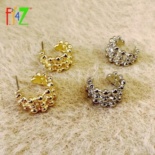 F.J4Z Earrings 2021Fashion Alloy Beaded Open C Hoop Earring Lady Party Earrings Jewelry Anniversary gifts Dropship