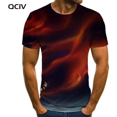 QCIV Tiger T shirt Men Animal Funny T shirts Galaxy Anime Clothes Moon Shirt Print Flame Tshirts Casual Mens Clothing Punk Rock