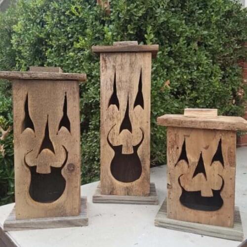 Halloween Fall Art Deco Terrace Wooden Lanterns Decorative Candle Holder Lantern Outdoor Garden Decoration Ghost Holder Lantern