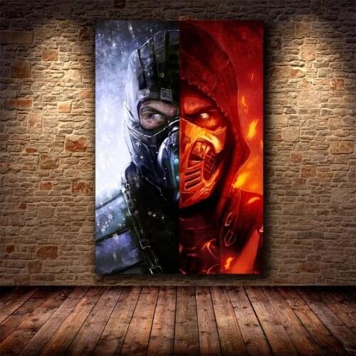 Canvas Painting of Mortal Kombat Poster Wall Art Canvas The Game Poster Mortal Kombat Decoration Painting of The on HD Canvas