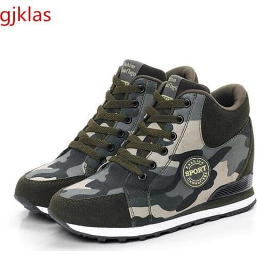 Camouflage Women Shoes High Heel Wedge Platform Sneakers Size 42 Casuales Chunky Sport Shoes Woman Sneakers Fashion Hot Sale
