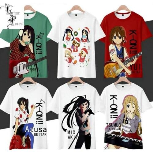 Cute K-ON! 3D Printing T-shirt Summer Fashion Round Neck Short Sleeve Popular Japanese Anime Streetwear Plus Size