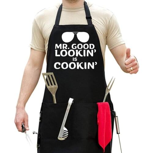 Mr Good Lookin Is Cookin Apron For Boyfriend Husband Funny Apron Boyfriend Gifts Anniversary BBQ Grill Gift for Cooking Guys