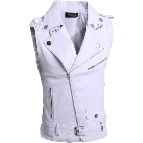 Vest Men 2019 New Personality Desigher Mens PU Leather Vest Decoration Handsome Fashionable Leather Vest