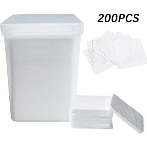 200Pcs Disposable Eyelash Extension Glue Remover Wipe Cotton Paper Wipes Glue Cleaner Pads Glue Bottle Mouth Cleaning Tool