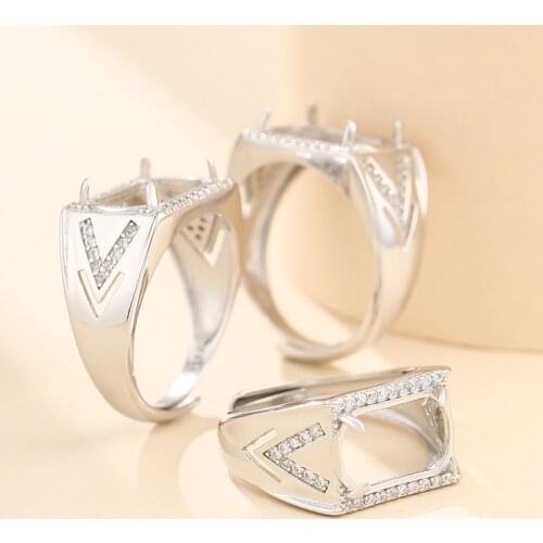8*13mm 925 STERLING SILVER Semi Mount Bases Blanks base blank Pad rings ring Setting set diy men A5595