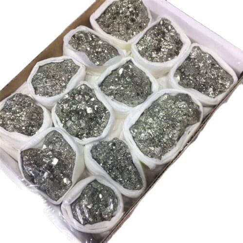 Natural Quartz Crystals Spiritual Pyrite Set Gemstone Box For Home Decoration