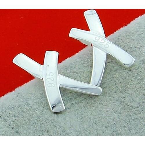 2019 Brand New 925 Sterling Silver X Shape Stud Earrings For Female Fine Jewelry Classic High Quality Bijoux