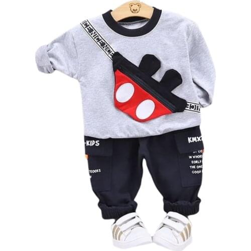 Spring Autumn New Baby Girls Clothes Children Boys Pocket Cotton T-Shirt Pants 2Pcs/sets Toddler Fashion Costume Kids Tracksuits