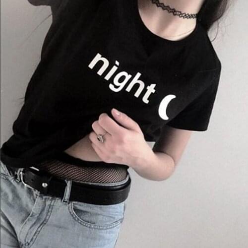 Skuggnas Night Moon Softgrunge Pale Grunge seapunk vaporwave tshirt Women Tumblr Tee shirt aesthetic Casual harajuku Tops