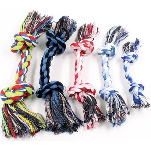 Pet Dog pet toys supplies Cotton Chew rope Knot Dog Durable Braided Bone bites rope 18cm for Small dogs Teddy Toy