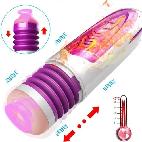 Telescopic Male Masturbation Cup Vibrating Suck Machine Male Masturbator Simulation Vagina Adult Products Sex Toys For Men