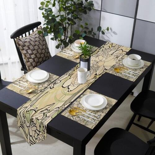 Vintage European Flower Table Runner Table Mats Cover For Home Wedding Banquet Festival Party Catering Hotel Table Decoration