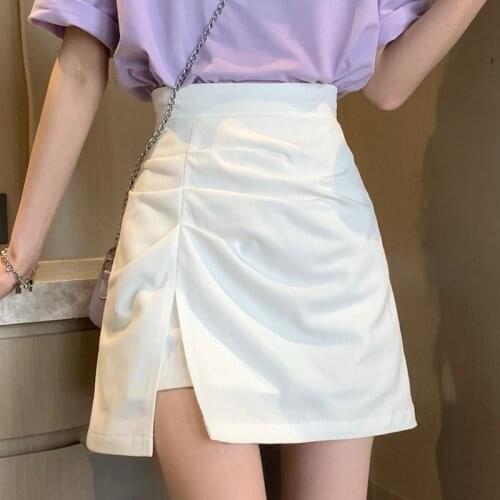 Women Korean Solid Casual Sweet Short Skirt Sexy Mini Skirts Slim Ladies Summer Harajuku High Waist A-Line Skirts Female