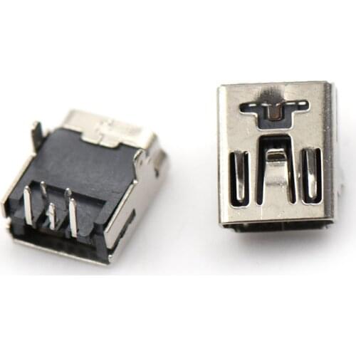 ZLinKJ 10pcs Mini USB Jack 90 Degrees Front 2 Feet 5 PIN Micro USB Connector For Mobile Phone Micro USB Port Sockect