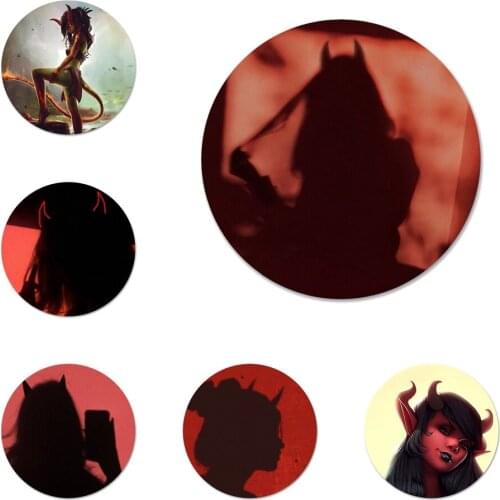 58mm Demon Satan Lucifer Girl Icons Pins Badge Decoration Brooches Metal Badges For Clothes Backpack Decoration