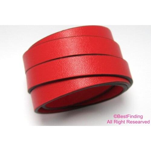 10mm leather Red leather cord 10x2mm Pure color flat leather black side
