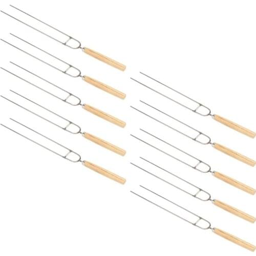 10Pcs Stainless Steel U- Shaped Barbecue Forks Fork Marshmallow Roasting Sticks Smores Skewers for Outdoor Grilling