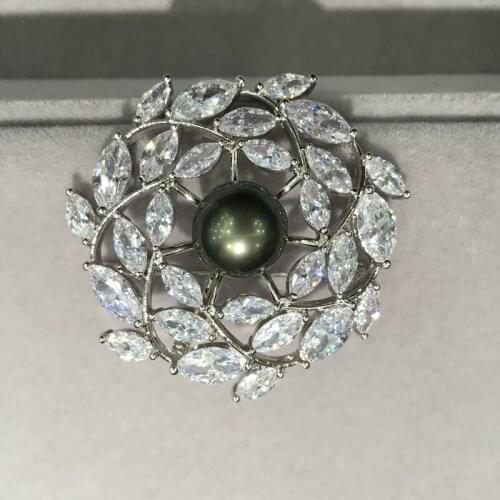 12MM natural sea water pearl brooch black tahiti pearl brooch pins & pendant double use fashion women jewelry tree branch