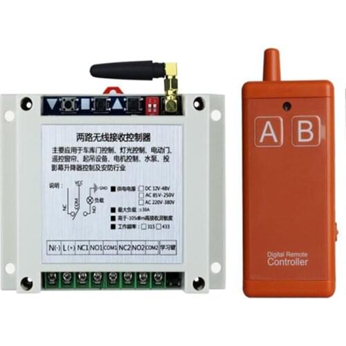 DC 12V 24V 36V 48V 2CH rf Remote Control Switch Wireless Relay Receiver Controller usb Rechargeable for Garage\ Door\ LED\ Bulb