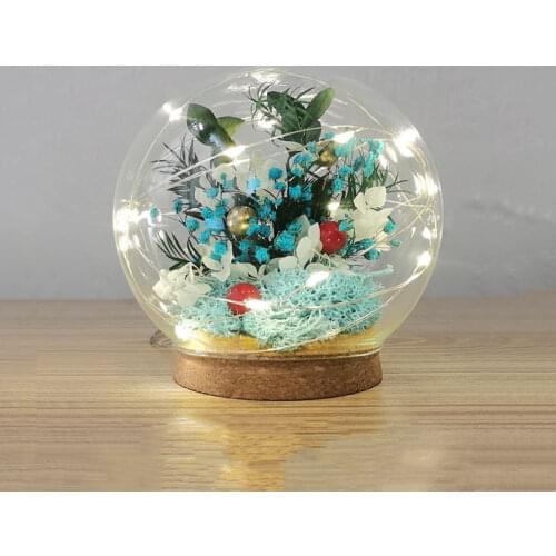 2sets/pack Diameter=15cm Cork Base Round Glass Dome Home Decoration Creative Transparent Cover Vase Friend Gift Wedding Prop