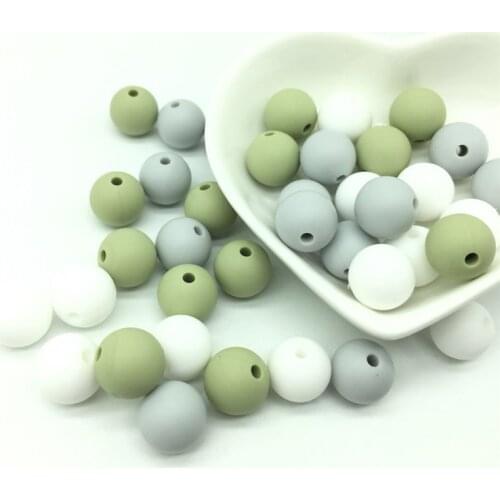 40 PCS Silicone Round Beads 12 MM Baby Teething Toys Chewable Baby Pendant Toys BPA Free Food Grade Silicone Round Ball Beads