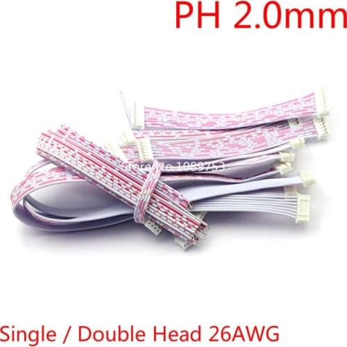 5PCS PH 2.0mm Pitch Connector Cable PH2.0 Plug Line length 10/20/30CM 2P/3P/4P/5P/6P/7P/8P/9P/10P/12P Single / Double Head 26AWG