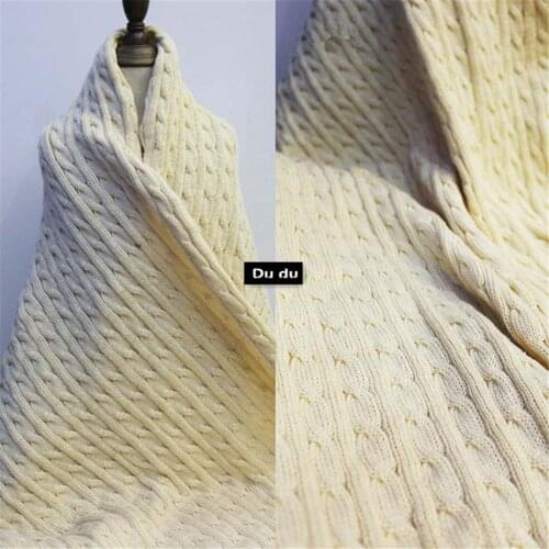 50*100cm Knitting Clothing Fabric Twist Braid Rugged Wool Thick Twisting Rope Sweater shape Design Fabric DIY