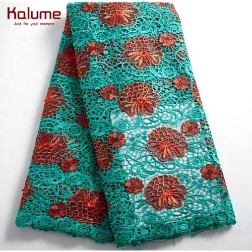 Kalume African Guipure Cord Lace Fabric 2021 Hole Nigerian Cord Lace Fabric 5 Yards African Cord Lace Fabric For Dress F2490
