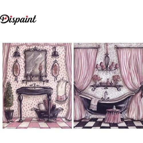 Dispaint Diy Full Square Round Drill 5D Diamond Painting Cross Stitch Diamond Embroidery "Bathroom scenery" Home Decor Gift