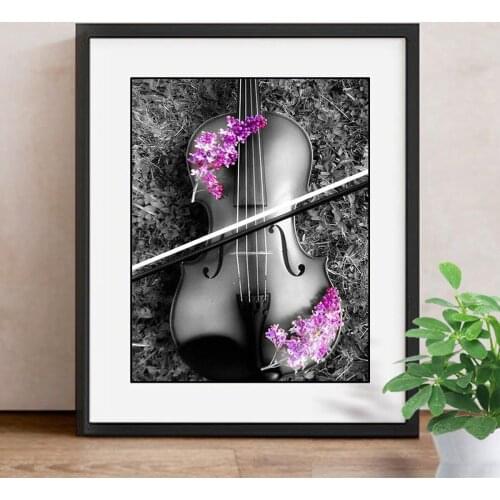 Diamond Embroidery Flower Full Drill 5D DIY Diamond Painting Cross Stitch Violin Rhinestone Mosaic Decor